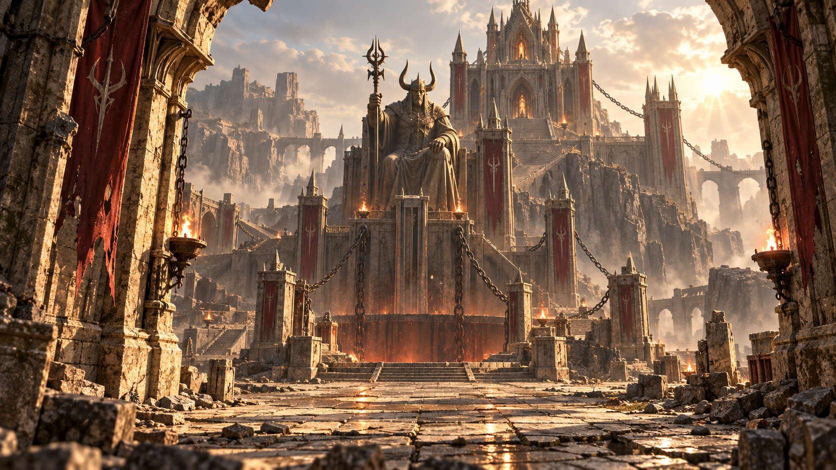 Golden limestone castle art-direction reference